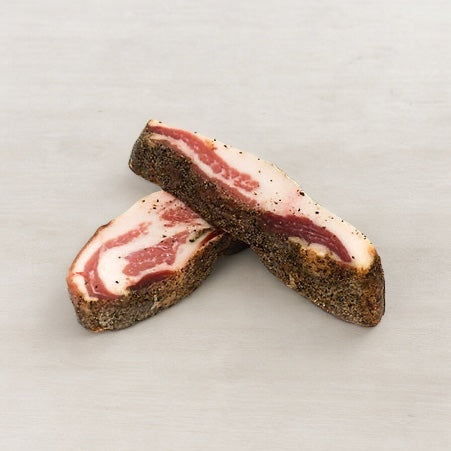 Thick Sliced Guanciale Stagionato | Dry-cured Pork Cheek | Subissati | +/- 300g